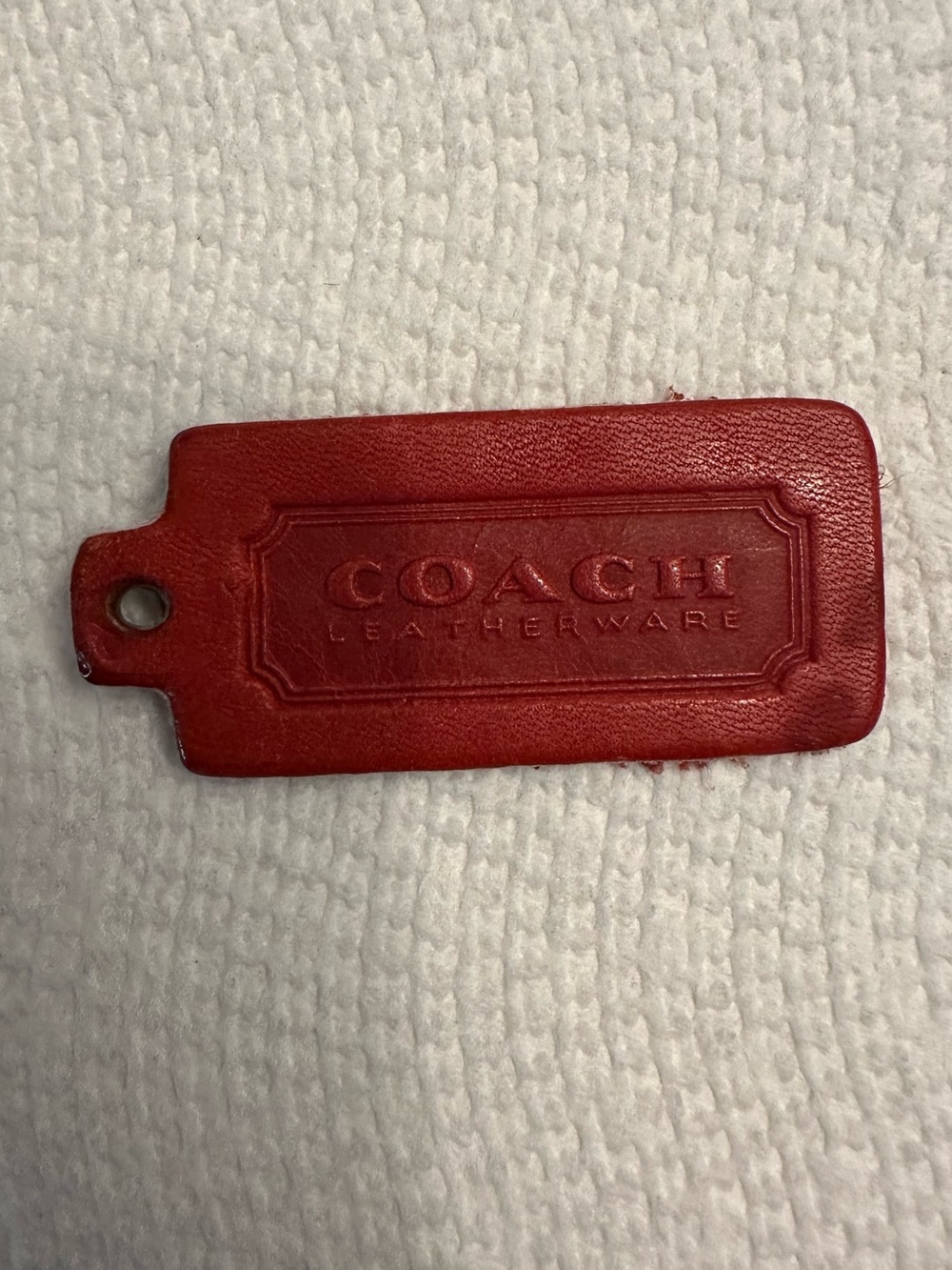 Vintage Coach Leatherware Red One Sided Hang Tag